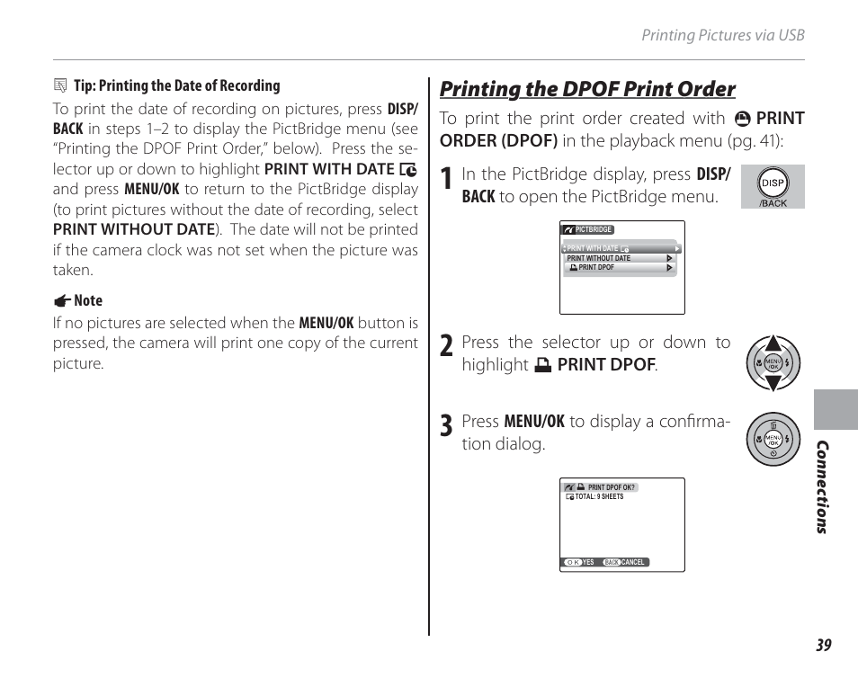 Printing the dpof print order | FujiFilm FinePix A150 User Manual | Page 45 / 96