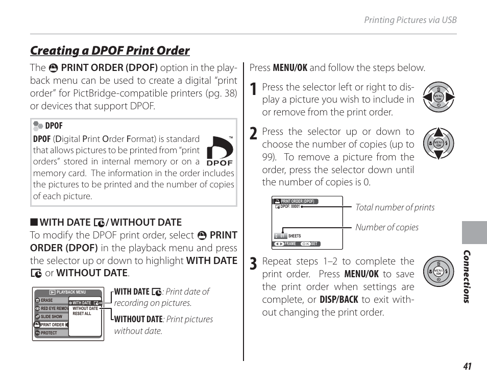 Creating a dpof print order | FujiFilm FinePix A150 User Manual | Page 47 / 96