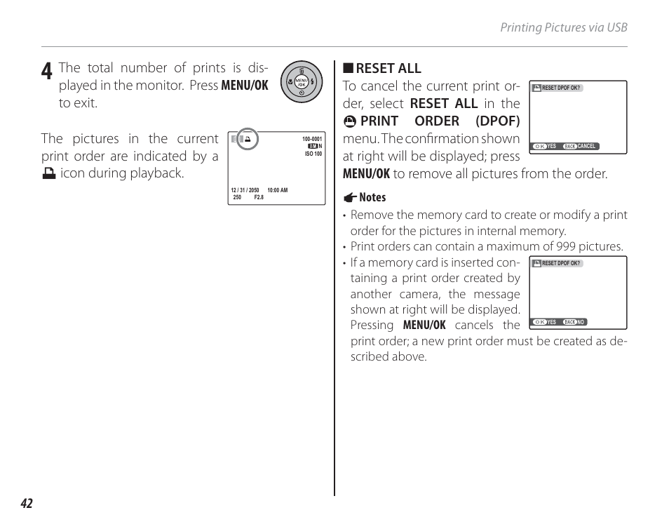 Printing pictures via usb | FujiFilm FinePix A150 User Manual | Page 48 / 96