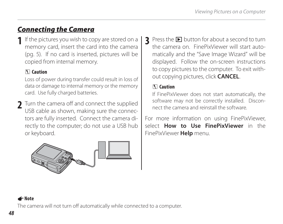 Connecting the camera | FujiFilm FinePix A150 User Manual | Page 54 / 96