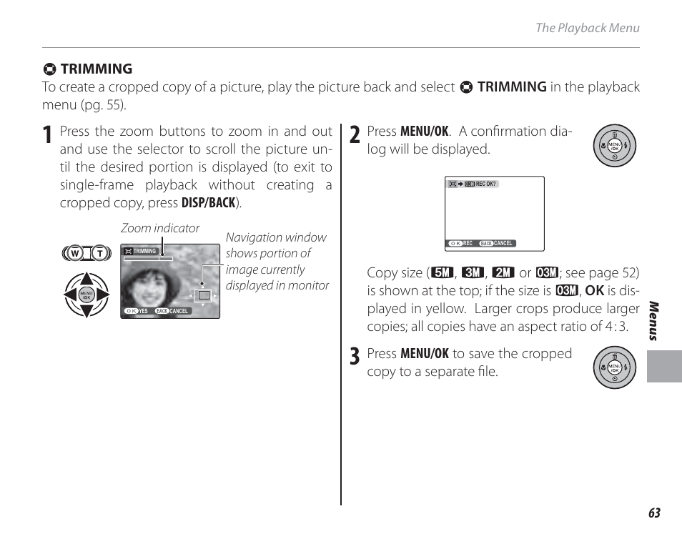 Trimming | FujiFilm FinePix A150 User Manual | Page 69 / 96