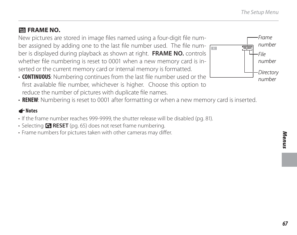 Frame no | FujiFilm FinePix A150 User Manual | Page 73 / 96