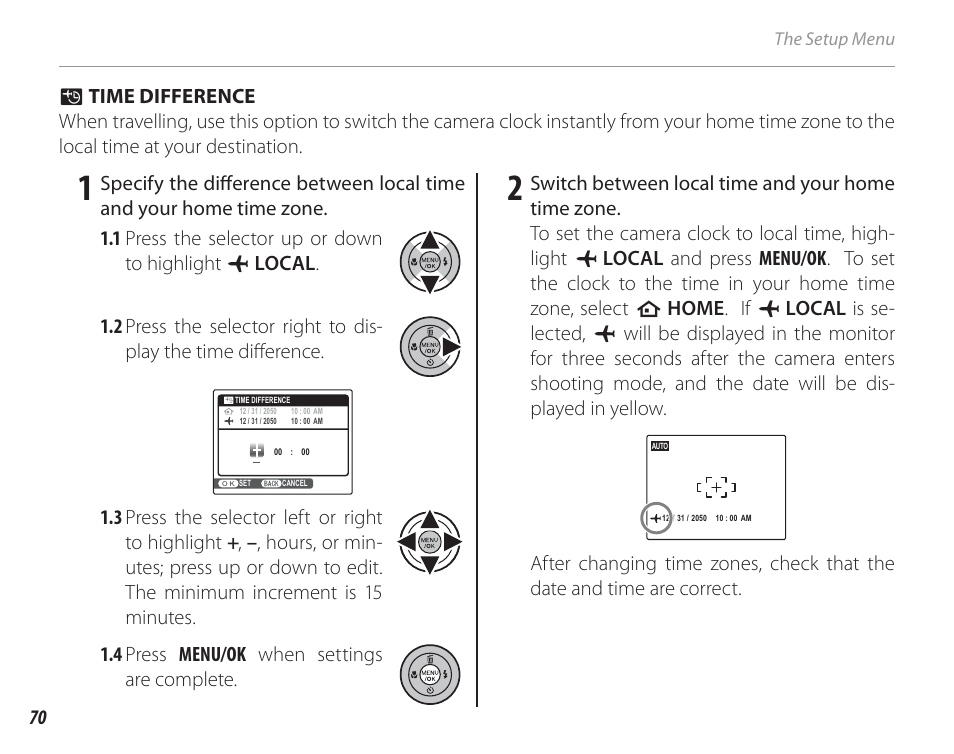 Time difference | FujiFilm FinePix A150 User Manual | Page 76 / 96