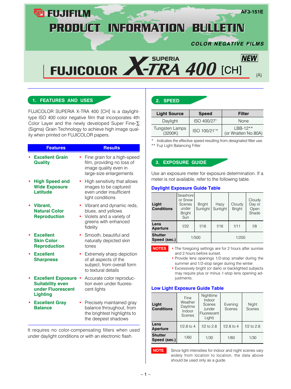 FujiFilm FUJICOLOR SUPERIA AF3-151E User Manual | 6 pages