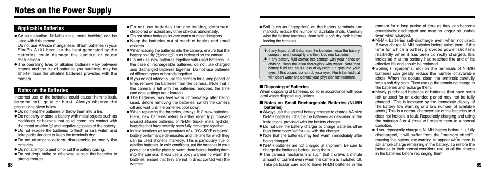 Applicable batteries | FujiFilm FinePix A101 User Manual | Page 35 / 44