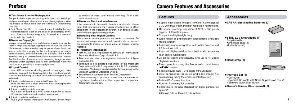 Camera features and accessories, Preface, Features accessories | FujiFilm FinePix A101 User Manual | Page 4 / 44