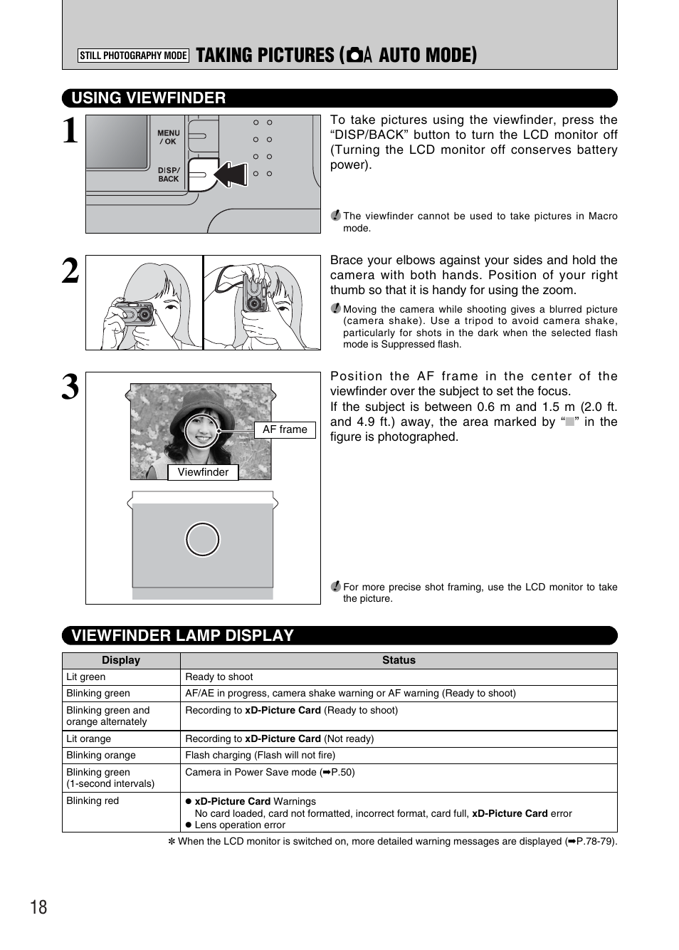 Taking pictures ( a auto mode) | FujiFilm FinePix A340 User Manual | Page 19 / 93