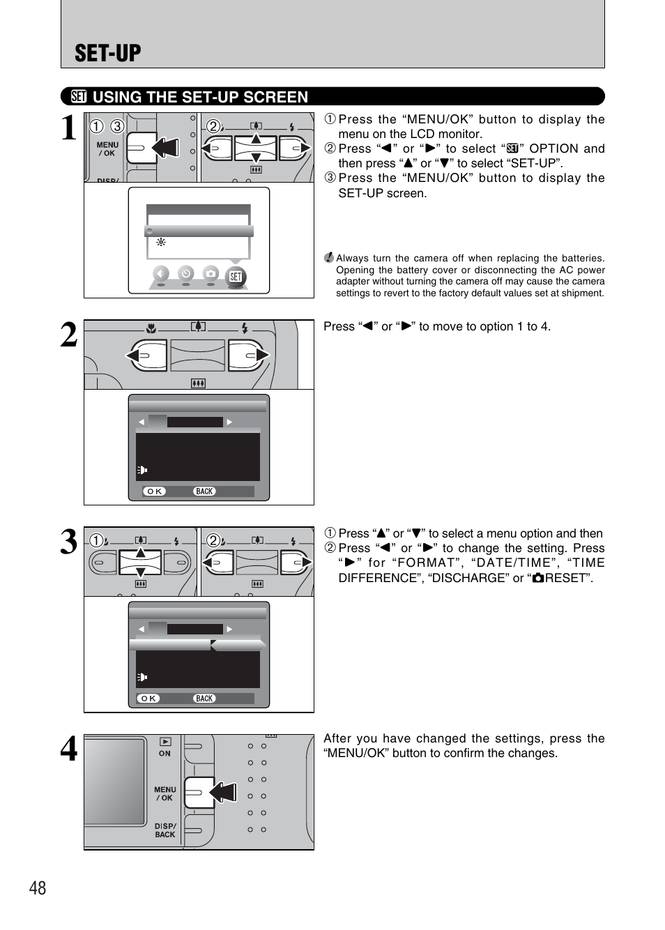 Set-up | FujiFilm FinePix A340 User Manual | Page 49 / 93