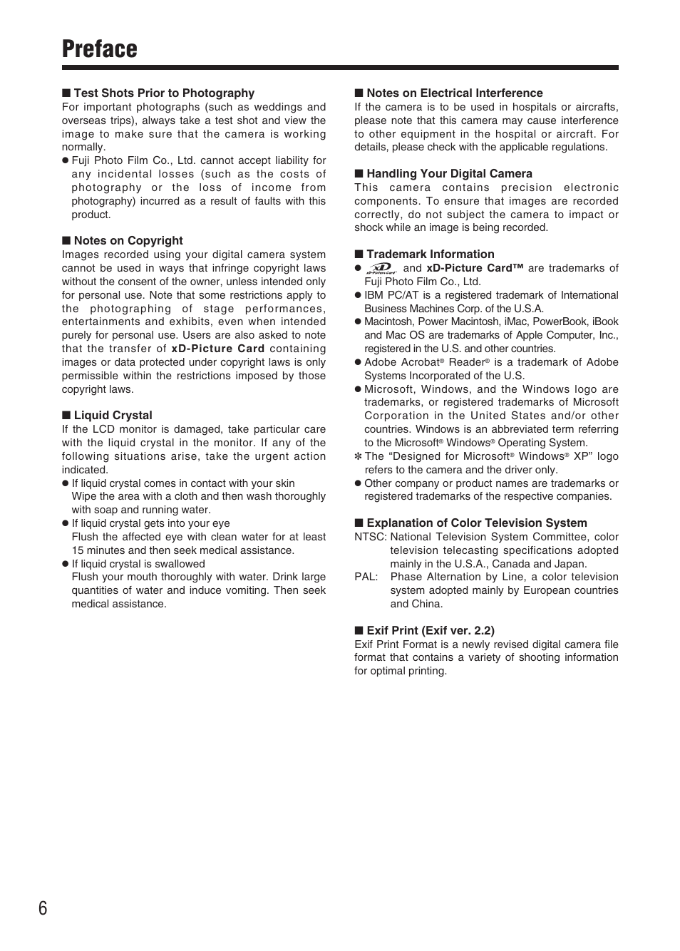 Preface | FujiFilm FinePix A340 User Manual | Page 7 / 93