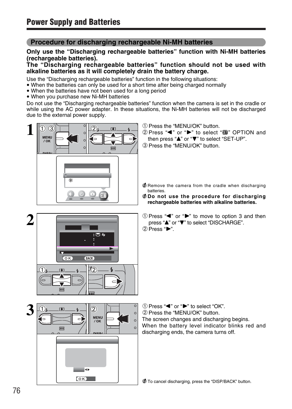 Power supply and batteries | FujiFilm FinePix A340 User Manual | Page 77 / 93