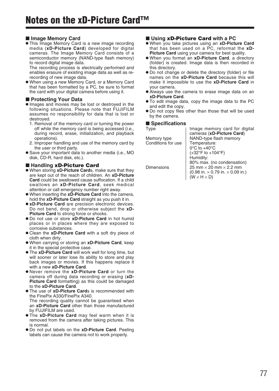 FujiFilm FinePix A340 User Manual | Page 78 / 93