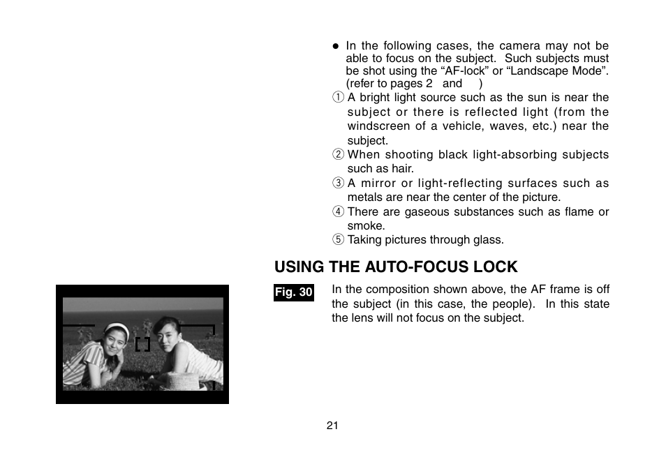 Using the auto-focus lock | FujiFilm 3100ixZ User Manual | Page 21 / 47