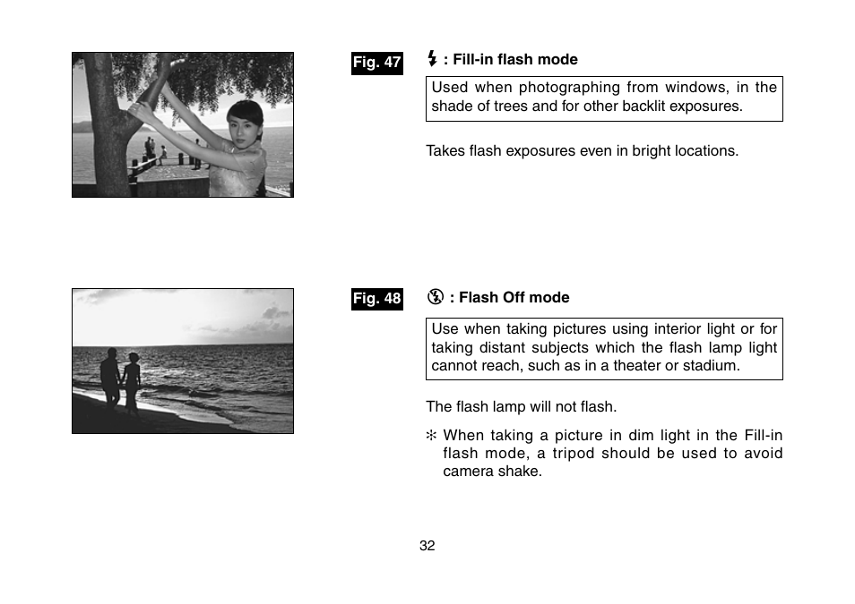 Fill-in flash mode, Flash off mode, 5 fill-in flash mode/flash off mode | FujiFilm 3100ixZ User Manual | Page 32 / 47