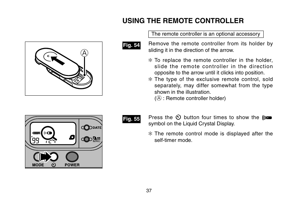 Using the remote controller, 2 remote-control mode sign | FujiFilm 3100ixZ User Manual | Page 37 / 47