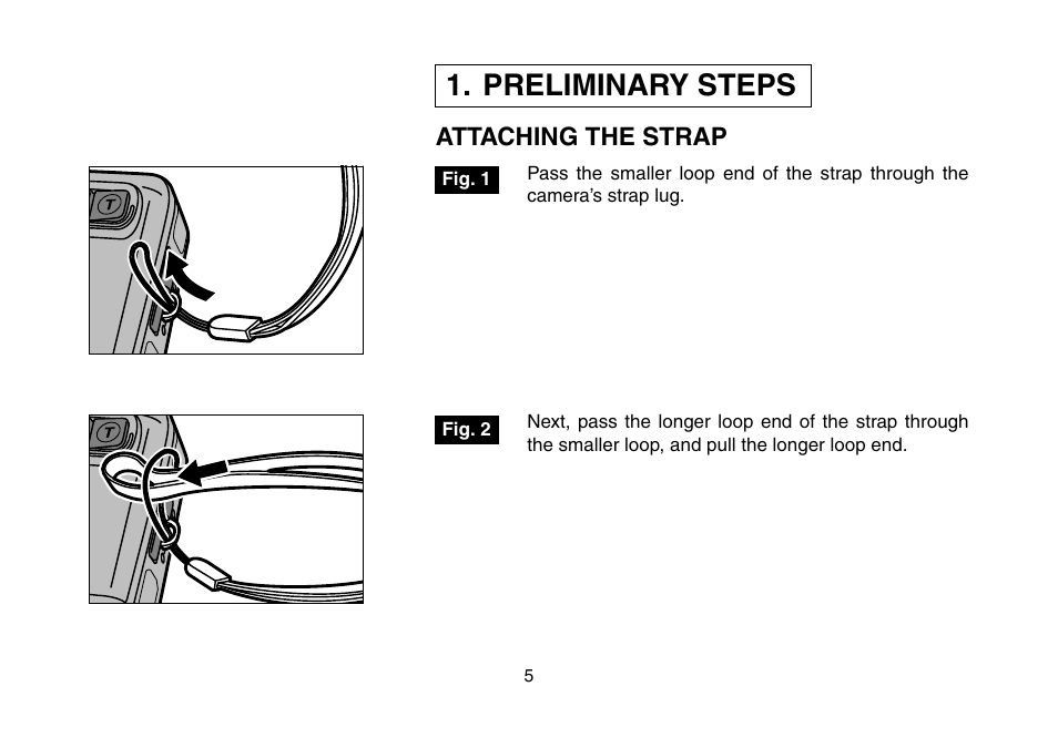 Preliminary steps, Attaching the strap, T strap lug | FujiFilm 3100ixZ User Manual | Page 5 / 47