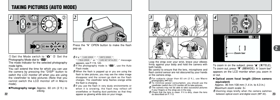 1taking pictures (auto mode) | FujiFilm F601 User Manual | Page 12 / 69