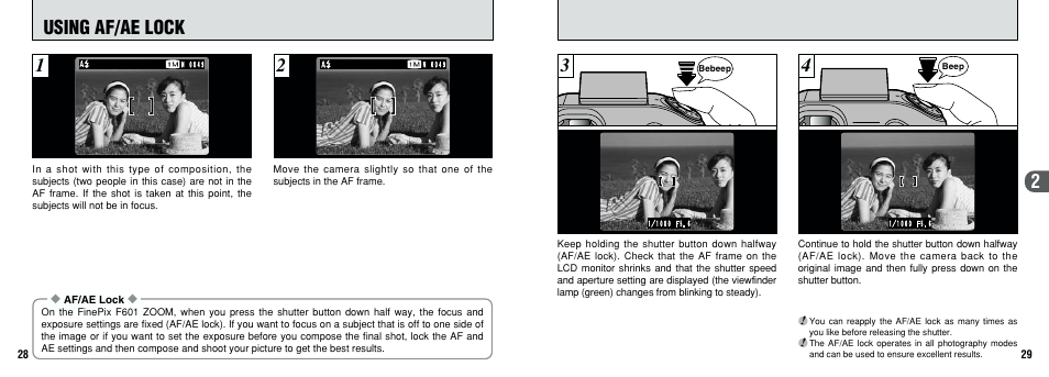 4using af/ae lock | FujiFilm F601 User Manual | Page 15 / 69