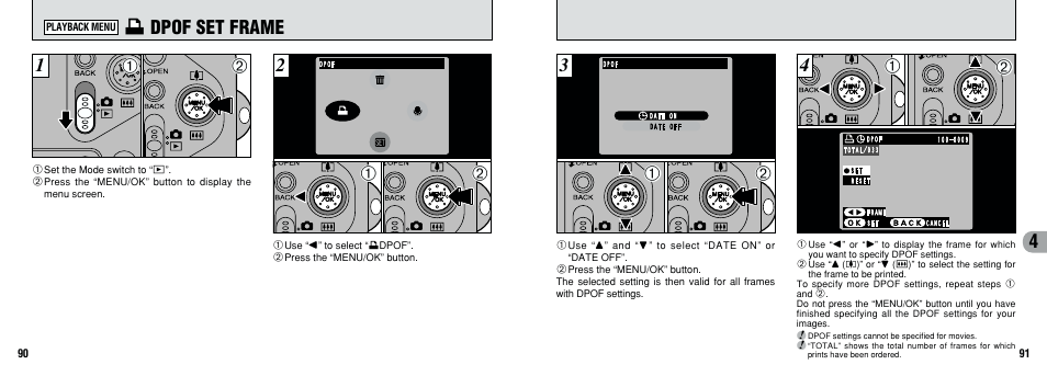 I dpof set frame | FujiFilm F601 User Manual | Page 46 / 69