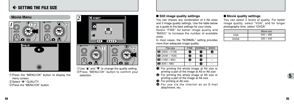 Y setting the file size | FujiFilm F601 User Manual | Page 48 / 69