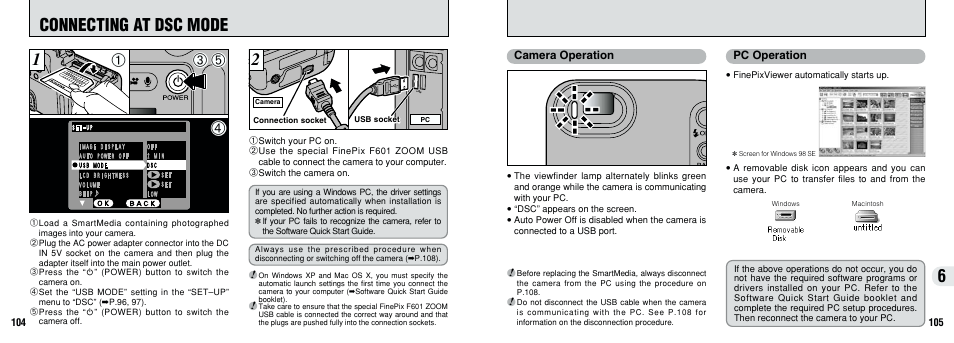 Connecting at dsc mode | FujiFilm F601 User Manual | Page 53 / 69