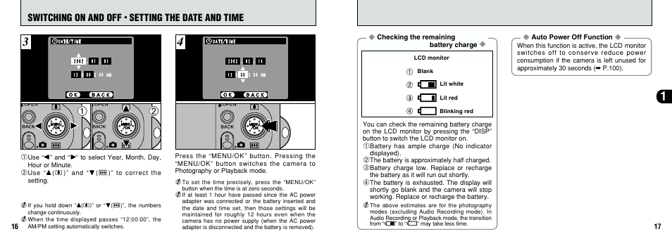 Switching on and off, Setting the date and time | FujiFilm F601 User Manual | Page 9 / 69