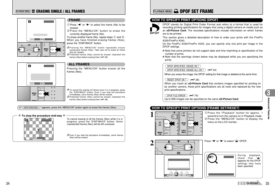 U dpof set frame | FujiFilm FinePix A330 User Manual | Page 18 / 47