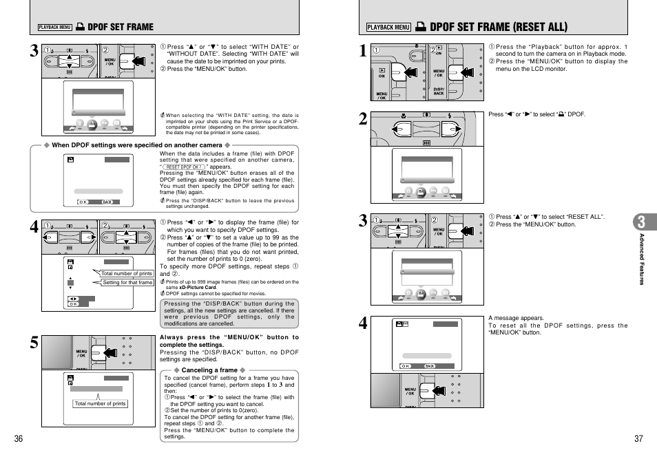 U dpof set frame (reset all) | FujiFilm FinePix A330 User Manual | Page 19 / 47