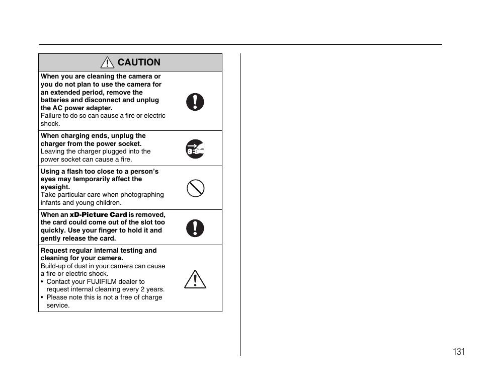 Caution | FujiFilm A400 User Manual | Page 131 / 132