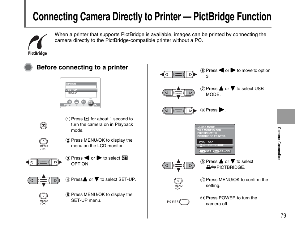 Before connecting to a printer | FujiFilm A400 User Manual | Page 79 / 132