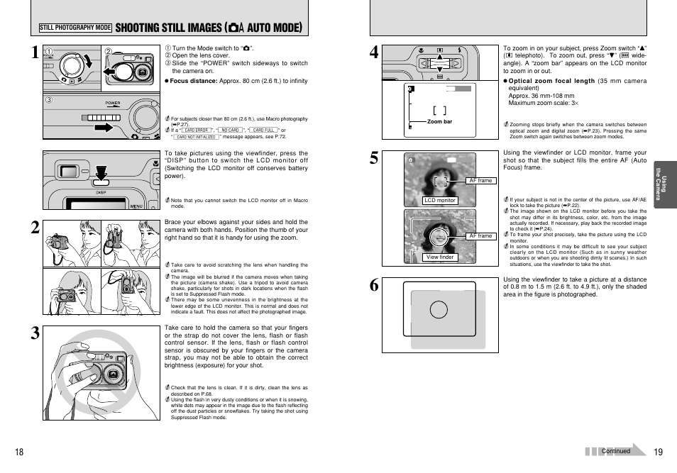 Shooting still images ( a auto mode) | FujiFilm FinePix A205S User Manual | Page 10 / 43