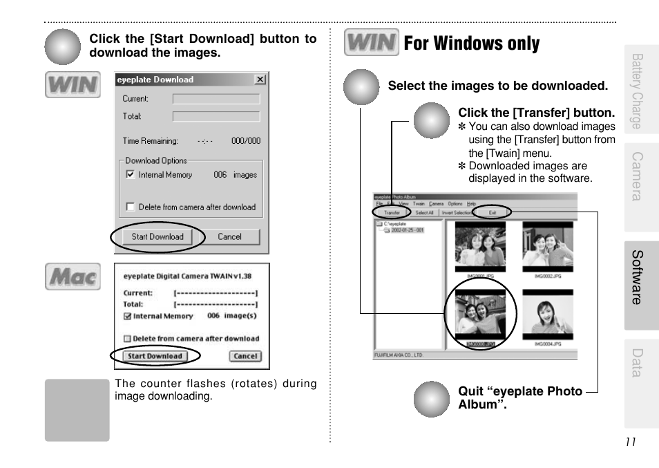 For windows only | FujiFilm eyeplate Digital Camera User Manual | Page 11 / 27