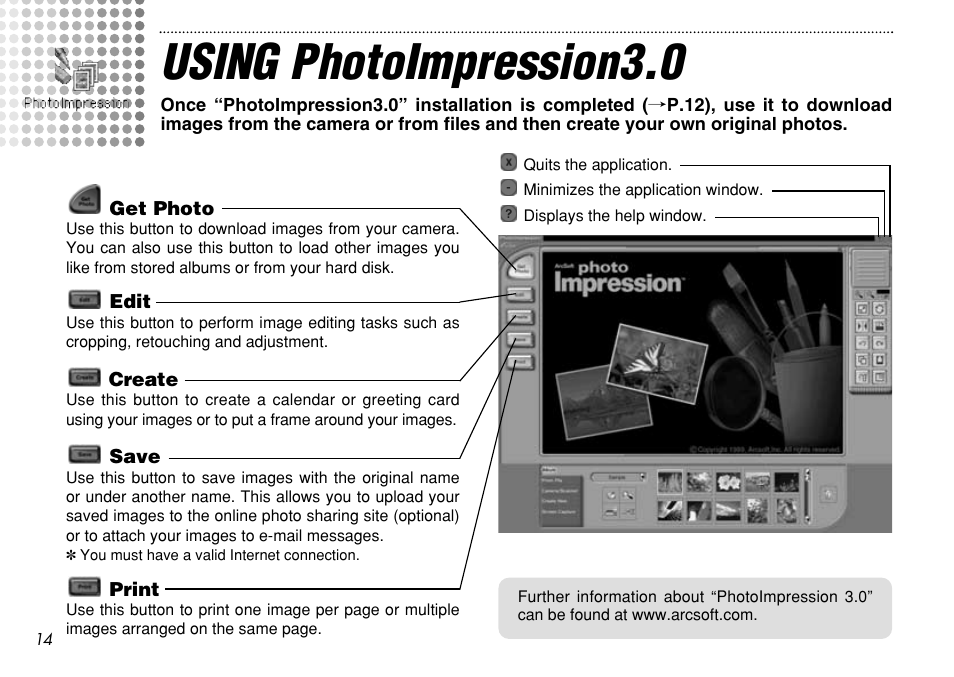 Using photoimpression3.0 | FujiFilm eyeplate Digital Camera User Manual | Page 14 / 27