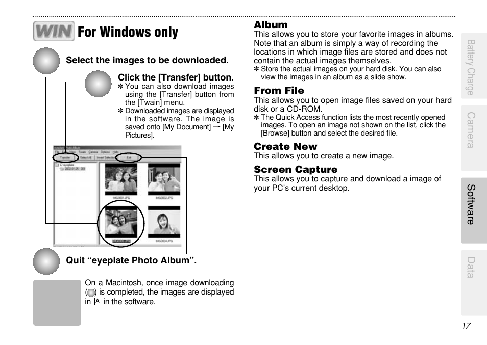 For windows only | FujiFilm eyeplate Digital Camera User Manual | Page 17 / 27