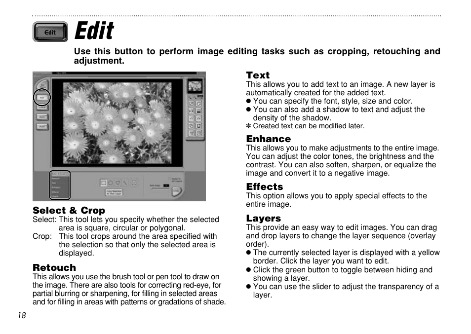 Edit | FujiFilm eyeplate Digital Camera User Manual | Page 18 / 27