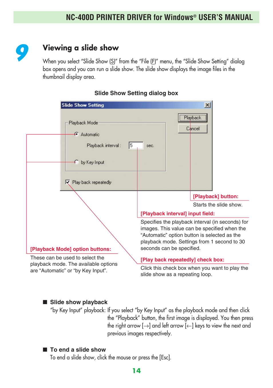 Nc-400d printer driver for windows, User’s manual | FujiFilm NC-400D User Manual | Page 14 / 47