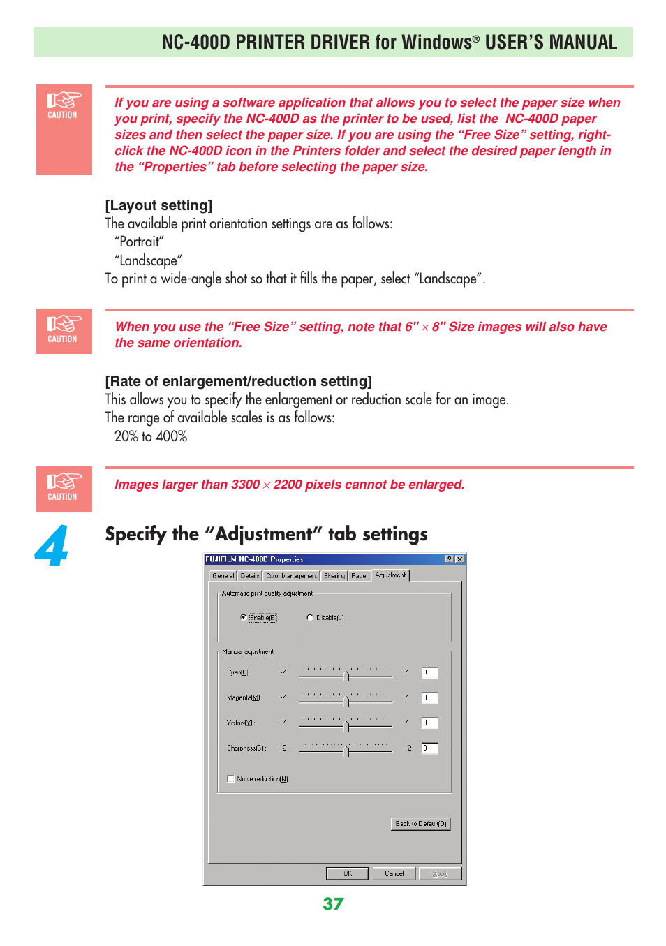 FujiFilm NC-400D User Manual | Page 37 / 47