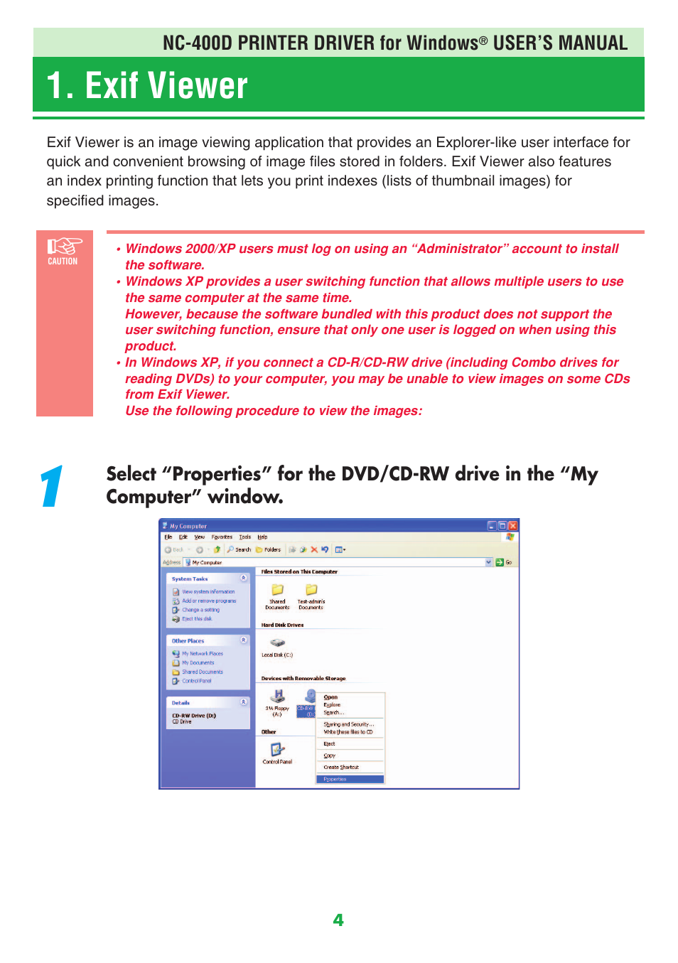 Exif viewer | FujiFilm NC-400D User Manual | Page 4 / 47