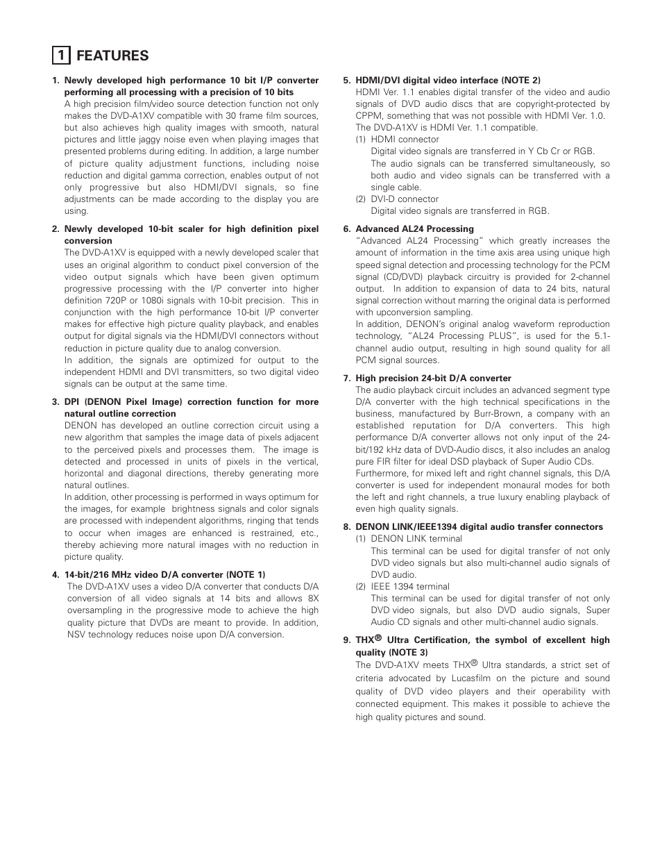 1 features | FujiFilm DVD-A1XV User Manual | Page 8 / 92