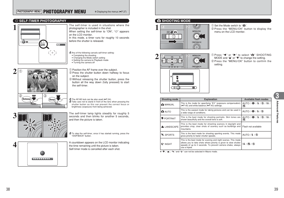 Photography menu | FujiFilm F450 User Manual | Page 20 / 51