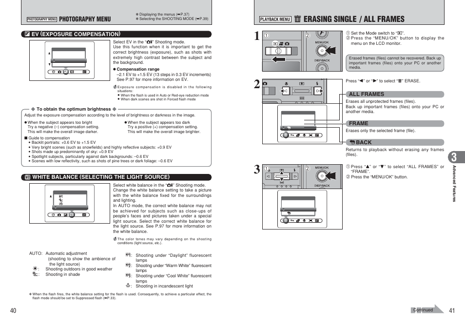 O erasing single / all frames | FujiFilm F450 User Manual | Page 21 / 51