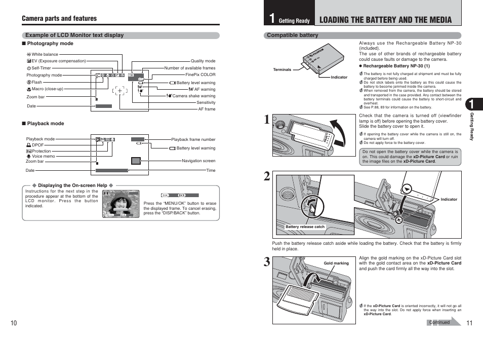 Loading the battery and the media | FujiFilm F450 User Manual | Page 6 / 51