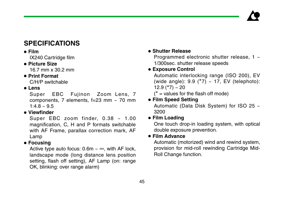 Specifications | FujiFilm NEXIA 3100IXZ MRC User Manual | Page 45 / 47