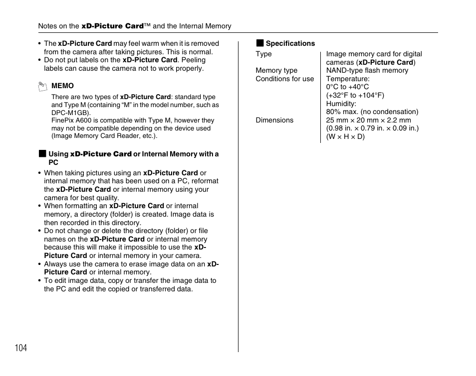 FujiFilm FinePix A600 User Manual | Page 104 / 132