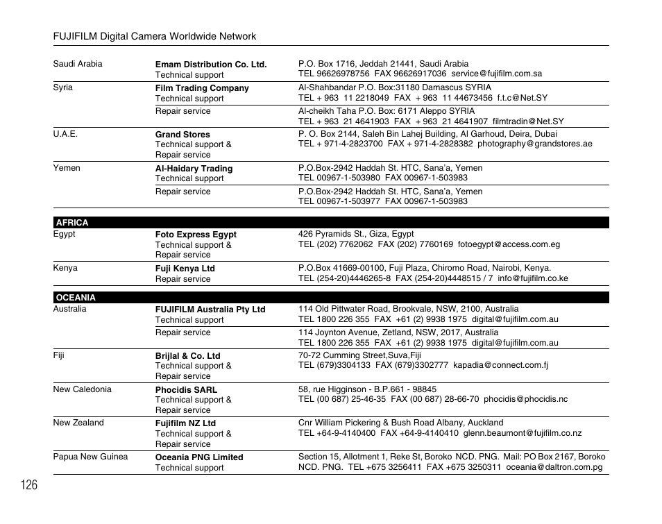 FujiFilm FinePix A600 User Manual | Page 126 / 132