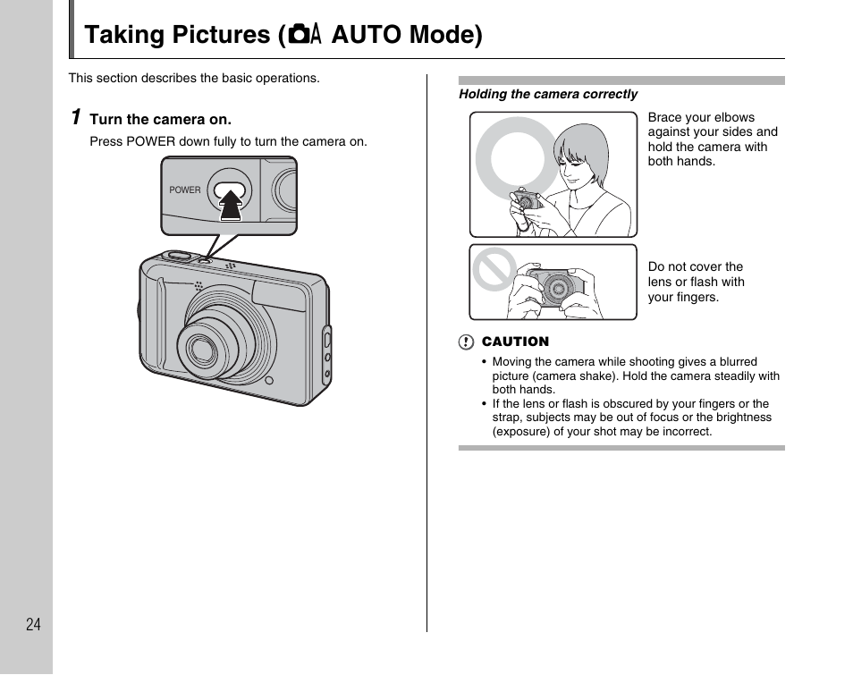Taking pictures ( a auto mode) | FujiFilm FinePix A600 User Manual | Page 24 / 132