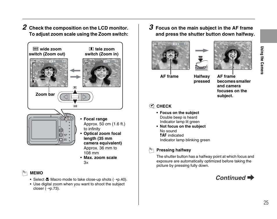 Continued q | FujiFilm FinePix A600 User Manual | Page 25 / 132