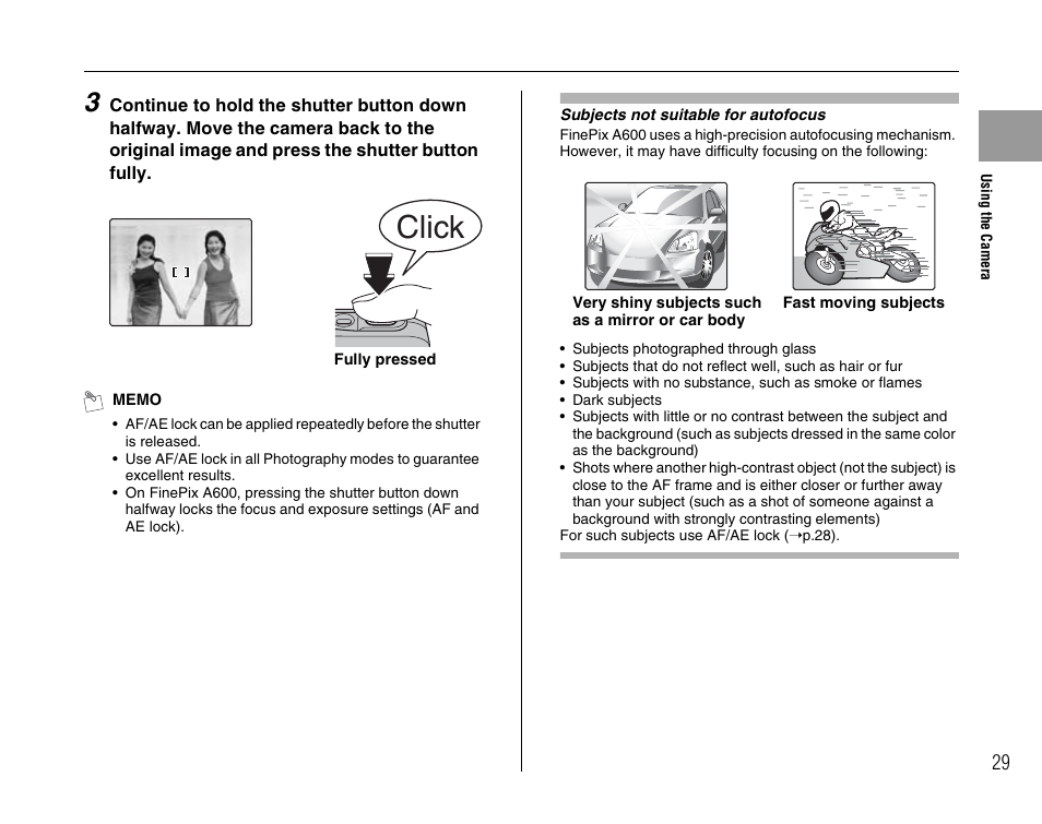 Click | FujiFilm FinePix A600 User Manual | Page 29 / 132