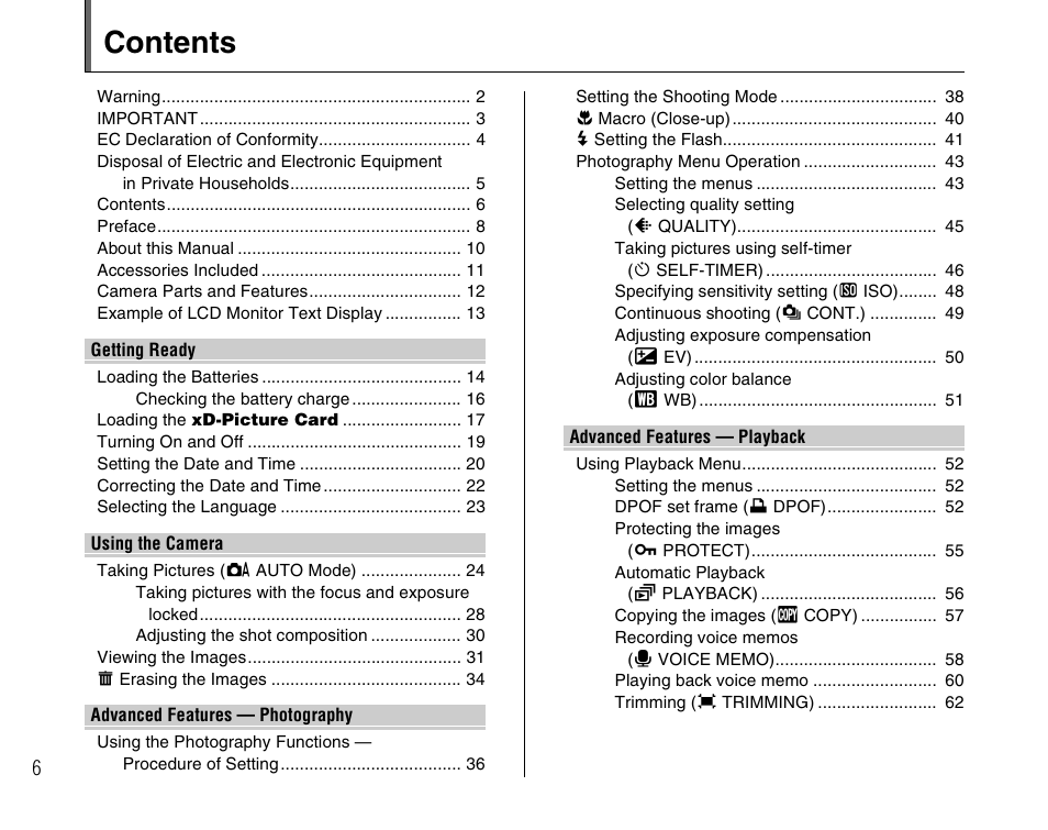 FujiFilm FinePix A600 User Manual | Page 6 / 132