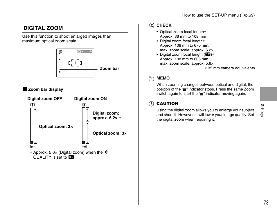 Digital zoom | FujiFilm FinePix A600 User Manual | Page 73 / 132