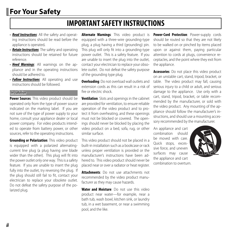 Important safety instructions, For your safety | FujiFilm DIGITAL CAMERA FINEPIX F800EXR User Manual | Page 2 / 171
